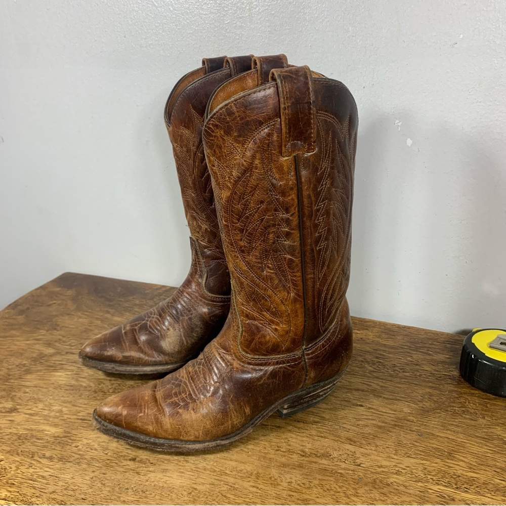Classic Brown Leather Women's Cowboy Boots